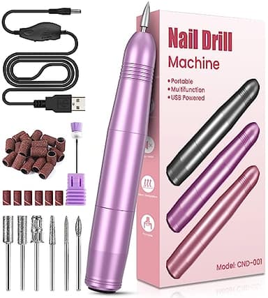Torno para Uñas, Torno para Uñas Profesional 7 in 1, 20000 RPM Lima Eléctrica Uñas Seguro, Velocidad Ajustable, Potente Kit de Manicura y Pedicura Eléctrico para Salón DIY Principiantes Mujeres Niñas