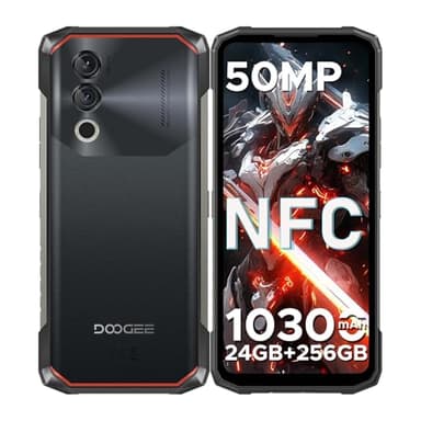 DOOGEE Blade10 Power Teléfono Móvil Irrompible Libre Android 14, Movil Resistente 10300mAh/18W, 24GB+256GB/TF 2TB, Pantalla 6,6'' HD+, Cámara AI 50MP, 3 Ranuras/Widevine L1/NFC/GPS/Face ID Huella 2025