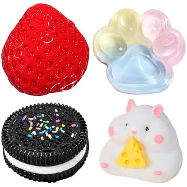 4 Piezas Taba Squishy Squishy Squishe Toy Squishes - Kit para aliviar el estrés Sensory Play Fidget Regalos