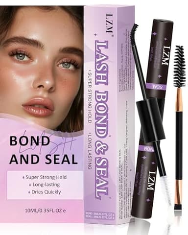 Pegamento Pestañas Pelo a Pelo - LZM De Larga Duración Resistente Al Agua Pegamento Pestañas Postizas Fácil De Usar 2 En 1 Cluster Lashes Bond And Seal (5ml+5ml)