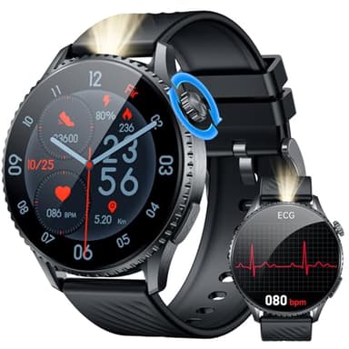 ECG+HRV Reloj Inteligente Hombre Smartwatch: 1.56" AMOLED con llamadas Bluetooth Fitness Resistente IP67 Control del Estrés BMI Frecuencia Cardíaca Presión Arterial SpO2 Función Sueño para Android iOS