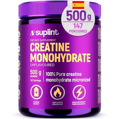 Polvo de Creatina Monohidratada 500 g – 147 porciones – 100 % creatina monohidratada pura – Calidad micronizada – Vegano, Sin OGM – Suplemento deportivo para fuerza, músculos y recuperación (1 Pack)