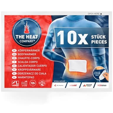 THE HEAT COMPANY Calentador Cuerpo - 10 Piezas - Extra CÁLIDO - Adhesivo - Espalda y Cuello Caliente - 12 Horas de Calor Acogedor - Calor instantáneo - Activado por Aire - Puro Natural