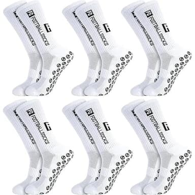 kelav Antideslizantes Calcetines Futbol 6 Pares, Calcetines de Fútbol para Adultos con puntos de goma, Calcetines Deportivos Antideslizantes para Baloncesto Running