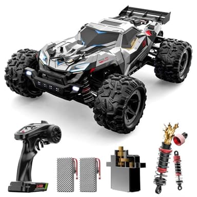 DEERC Coche Teledirigido rápido sin escobillas niños y Adulto, camión Todoterreno RC 1:18, Coches teledirigidos 4x4, 50 min, Monster Truck a Distancia Impermeable, Compatible con batería 3S