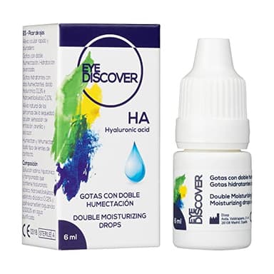 EYE DISCOVER, Lágrimas Artificiales con Ácido Hialurónico e Hidroxietilcelulosa, Gotas Ojos Secos, Hidratantes, Alivian la Irritación y Aportan Frescor, 1 Colirio de 6 ml