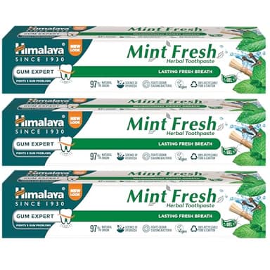 Himalaya Mint Fresh Herbal Toothpaste Gum Expert Range for Healthy, Protected Gums and Fresh Breath, 75 ml (3 Pack)