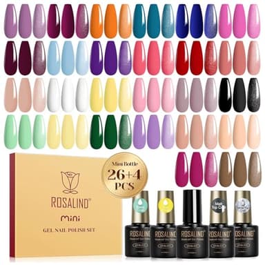 ROSALIND Esmaltes Semipermanentes Para Uñas, 30 Piezas Morado Naranja Azul Rosa Rojo Verde Marrón Colores Esmaltes Semipermanente, UV/LED Pintauñas Semipermanentes Nail Art Manicure Regalo
