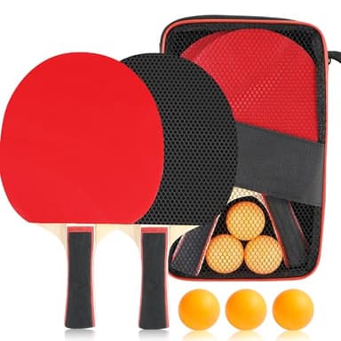 Palas de Ping Pong Profesional, Set Portátil con 2 Raquetas, 3 Pelotas y Bolsa de Transporte, para Exterior e Interior