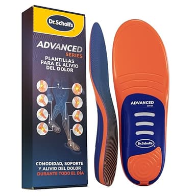 Dr. Scholl’s Advanced Pain Relief Plantillas Ortopédicas Hombres Mujeres, resistentes para zapatos y botas, alivio fascitis plantar, soporte arco, pies planos, soporta hasta 150kg, 35.5-36.5