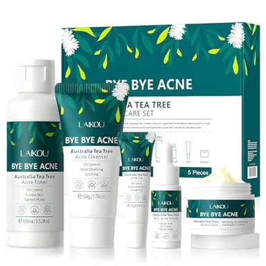 Árbol de Té Set Cuidado Piel, Skincare Coreano Kit, 5 PiezasSkincare Kit Facial Adolescentes, Kit Skincare Contener Limpiador Tónico Suero Gel Crema, Pack Skincare Adolescente