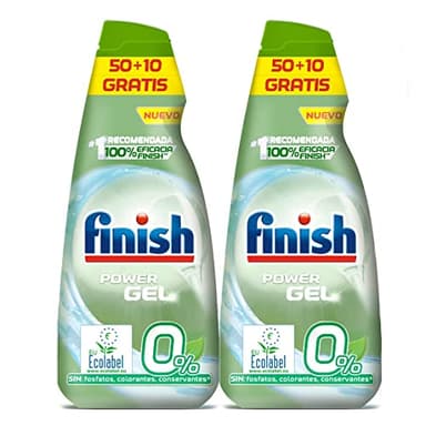 Reckitt Finish Power Gel 0% Detergente Gel Lavavajilla con Certificado Ecológico, 2 unidades - 120 Dosis