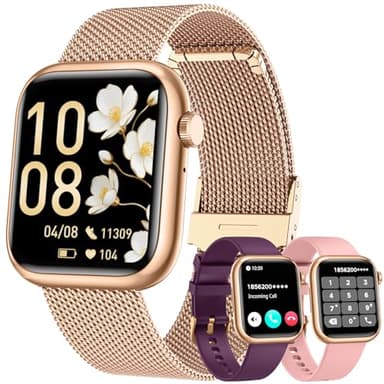 Reloj Inteligente Mujer Smartwatch con Llamada: 1.83'' Digital Smart Watch con Bluetooth Impermeable IP67 Pulsómetro/Monitor de Sueño 123 Deportivos Pulsera Actividad 3 Correa para iPhone iOS Android