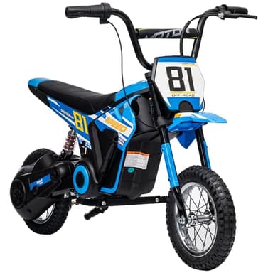 AIYAPLAY Moto Eléctrica para Niños 24V, Moto Eléctrica Infantil con Motor 250W, Velocidad de 6-16km/h, Ruedas de 12'' y Suspensión Trasera, para Niños de 8-12 Años, Azul