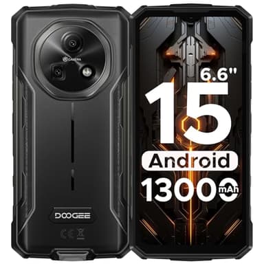 DOOGEE Fire 5 Teléfono Móvil Irrompible 6,6" HD+/90Hz 13000mAh, 12GB+64GB/2TB Android 15 Movil Resistente, Cámara 16MP Smartphone/NFC/OTG/Face ID/GPS/GMS/Dual SIM 4G Móvil Rugerizado 2025