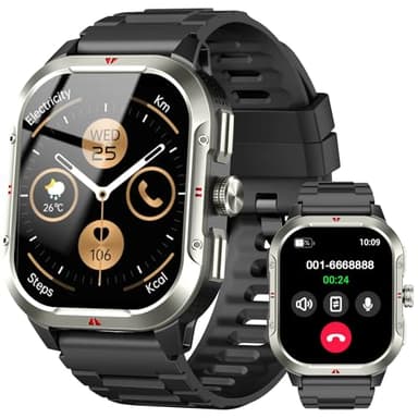 Reloj Inteligente Hombre con GPS, 2.06'' HD Smartwatch con Llamadas Bluetooth, IP68 Fitness Tracker con 110+ Modos Deportivos, Monitor de Sueño/Podómetro/Pulsómetro/SpO2 Smart Watch para Android iOS