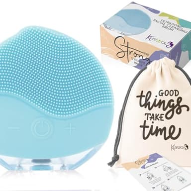 Cepillo facial limpiador eléctrico, Masajeador ultrasónico recargable de silicona resistente al agua (IPX6). Dispositivo de limpieza skincare, antiage, re afirmante, exfoliación, regalo. Strong (Cele)