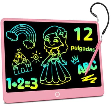 Tableta de Escritura LCD 12 Pulgadas, Electight 2026 Edición Mejorada Tablet Escritura Pantalla Colorido Infantil con Borrable y Bloqueo, para Niñas y Niños de 3-12 Años, para Hogar, Escuela, Rosa