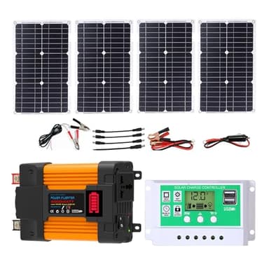 4000W 6000W Kit Completo De Inversor Solar Con Controlador De 50A Y Paneles Solares De 100W Sistema De Red Doméstica Para Sistemas De Generación De Energía Domésticos Y Exteriores(4000W,12V-220V)