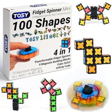 TOSY Magnet Fidget Spinner Mini - 8 Bloques: Fidget Spinner transformable, Cubo Infinito, Cubo Rompecabezas, Regalo de Pascua para niños y Adultos, Juguete sensorial para aliviar el estrés Stem