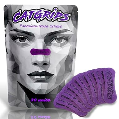 Tiras Nasales Deportivas Premium 30 Unidades – CATGRIPS – Cinta para Respirar por la Nariz – Strips Nasales para Correr, Tiras Nasales Antironquidos para Dormir – Bandas Nasales Oxigenación y Descanso