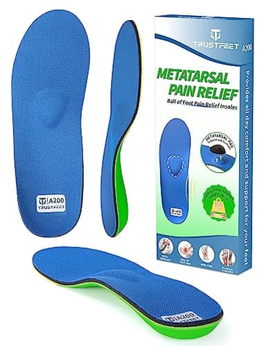 Trustfeet Plantillas ortopédicas con almohadilla metatarsal, adecuadas para fascitis plantar, dolor metatarsal, dolor de talón y pies planos, plantillas de soporte de arco para hombres y mujeres-E