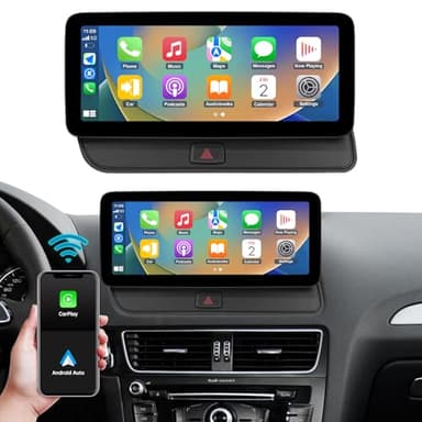 Ninetom Radio de Coche Pantalla Táctil de 12,3 Pulgadas con Carplay Inalámbrico y Android Auto para Audi Q5 2009-2017 con Sistema 2G MMI+, Soporta Mirrorlink, Cámara, Navegación
