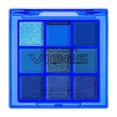 BUTBU Azul Paletas de Sombras de Ojos, 9 Colores Eyeshadow Paleta, Paleta Maquillaje Profesionales, Fórmula Vegana, con Múltiples Acabados: Palette, Mate, Perlado y Satinado