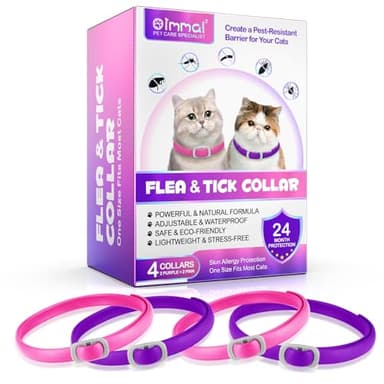 XAYGHE - Collar antipulgas para gatos (4 piezas) - Prevención de pulgas y garrapatas para gatos - Collar antipulgas - Tratamiento de pulgas - 24 meses de protección
