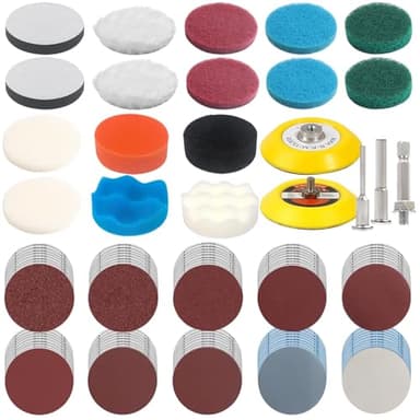 YnewL 121PCS Accesorios Coche Polishing Kit, Pulir Faros, con 100 Hojas de Lija de 75mm, Esponja Coche para la Restauración de Faros, Carrocería, etc.