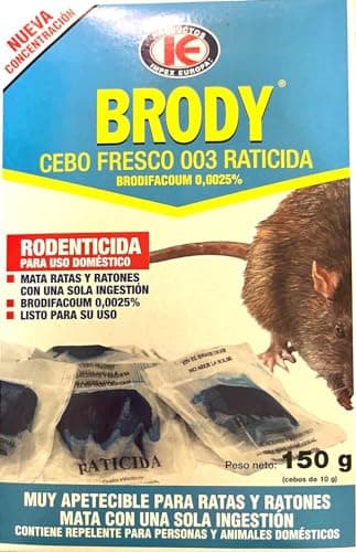 Todo Cultivo Raticida Cebo Fresco brodifacoum 0,5kg Mata Ratas y Ratones con una Sola ingestión.