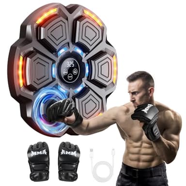 CRECAD Music Boxing Machine Adultos - 9 Modos de Velocidad Maquina Boxeo Musical Pared con Guantes De Boxeo - Máquina de Boxeo con Bluetooth y Recuento Inteligente y Luces al Ritmo de la Música