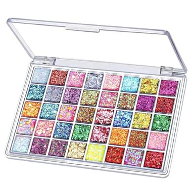 BelleFlair 40 Colores Paleta de Sombras de Ojos con Brillo, Paleta de Maquillaje para Rostro y Cuerpo, Gel Brillo de Sombras de Ojos, Paleta de Maquillaje para Adultos Niños, Set de Maquillaje de