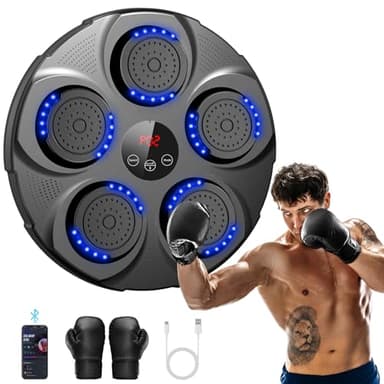 HotHands Máquina de Boxeo Musical, Máquina de Boxeo Electrónica portátil con Soporte de Pared y Bluetooth para Adultos y niños, con Guantes de Boxeo, Ideal para el Hogar, la Oficina y los Gimnasio