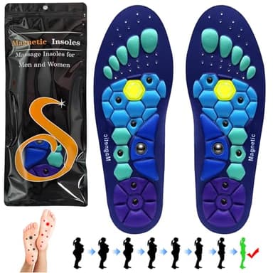 Audasi Plantillas Magnéticas, Plantillas Para Zapatos De Trabajo Para Aliviar La Fascitis Plantar Reflexología Plantillas De Acupresión Plantillas Ortopédicas Para Hombres Y Mujeres(Azul, S)
