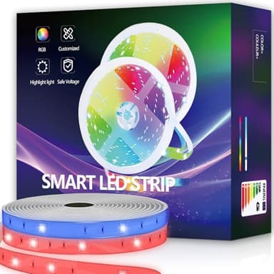 Aurevita Tira LED 10 m, Tira LED WiFi, Tira LED RGB 10 m, Autoadhesiva, Control por App, Compatible con Alexa y Google Assistant, Sincronización con Música para Fiestas en la Habitación (10m WIFI)