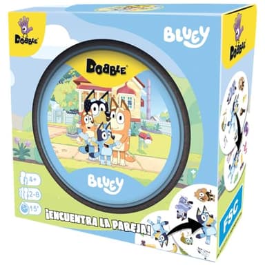 Asmodee Dobble Bluey, Juego de Cartas de Observación y Velocidad para Niños y Adultos, Juego de Mesa, 15 Minutos de Juego, A Partir de 4 años, 2-8 Jugadores