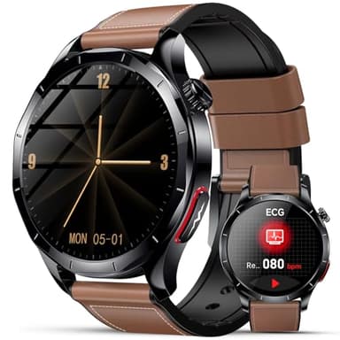 Lgnitek 2026 Nuevo ECG Reloj Inteligente Hombre con HRV/ρresιón Arterιαl/BMI/Ácido Úrico/Lípidos, 1.43“ AMOLED Smartwatch con 24H Pulsómetro SpO2 Monitor de Sueño, Pulsera Actividad para Android iOS