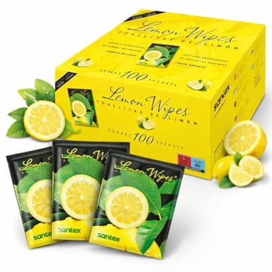Toallitas Limón (Caja 100 Unidades) - Toallitas Humedas - Toalhitas - Toallas Limpieza - Toalhetes - Toallita Húmeda - Toallitas Limon Manos Marisco - Toallita Refrescante