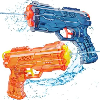 Pistolas de Agua, 2 PCS Pistola de Agua Niños, Pistolas Aguas, Pistola de Aguas Potente con un Alcance Largo 20-30 pie, Juguetes de Verano para Piscine y Playa para Niños y Adultos (Azul+Naranja)