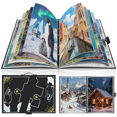 MewVeer Carpeta de Almacenamiento de Rompecabezas para 1000 Piezas, Guarda Puzzles de Gran Capacidad Portátil con 26 Bolsillos, Accesorios para Puzzle de los Puzzles