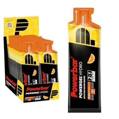Powerbar - PowerGel Hydro - Orange - 24x67ml - Gel energético alto en carbohidratos - Sodio - sin cafeína