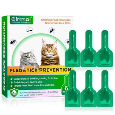 Repelente De Garrapatas Para Gatos Y Gatitos, Gotas Naturales De Rocío Para Gatos, 6 Gotas De Prevención Garrapatas De Flea,Fórmula Segura De Extracto De Hierbas,Defensa Suave Y Efectiva,Acción Rápida