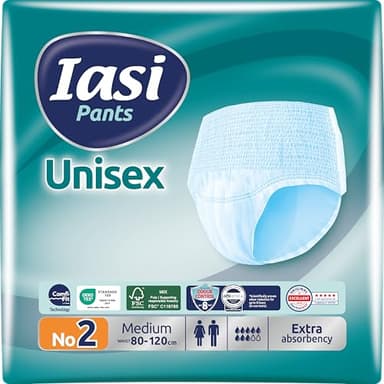 IASI Pants UNISEX Alta Protección, 14 Bragas Absorbentes Desechables, Absorción EXTRA, Talla M, 14 Unidades