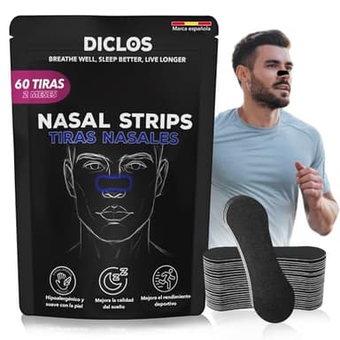 PACK 60 TIRAS NASALES Deportivas. Nasal Strips. Tiras Nasales Antirronquidos para Dormir .Nose Strips. Respirar Mejor por la Nariz. Nasal Strips. Tiritas Nariz Respirar. No mas Ronquidos.