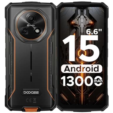 DOOGEE Fire 5 Teléfono Móvil Irrompible 6,6" HD+/90Hz 13000mAh, 12GB+64GB/2TB Android 15 Movil Resistente, Cámara 16MP Smartphone/NFC/OTG/Face ID/GPS/GMS/Dual SIM 4G Móvil Rugerizado 2025