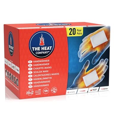 THE HEAT COMPANY Calentadores de manos – 20 pares – Extra cálido – Almohadillas de calor de manos – 12 horas de calor – Calor instantáneo – Activado por aire – Purely Natural