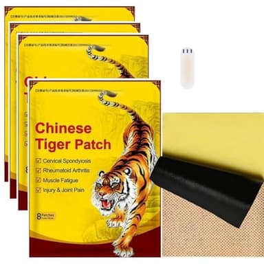 Parches para el Dolor,32 Piezas Parches de Tigre Chino,Parches para Aliviar la Artritis,Parche para Aliviar el Dolor,con Apósitos para Ampollas,para Rodilla,Cuello,Hombros,Dolores Musculares