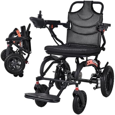 Silla de ruedas eléctrica plegable con batería de litio extraíble de 10 Ah, motor de 500 W, rango de 20 km, capacidad de 150 kg, ultraligera de 15,8 kg, fácil de transportar y almacenar
