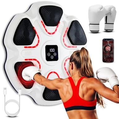 Arcanix Boxeo Pared Musical con Guantes de Boxeo - Maquina Boxeo Musical Pared con Bluetooth Maquina de Boxeo Musical 9 Modos de Velocidad Maquina Adultos y Niños